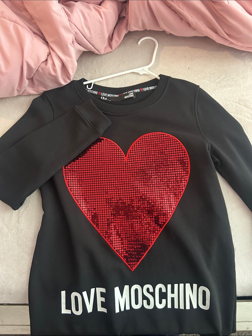 Love Moschino Black Sweatshirt with Red Sequin Heart